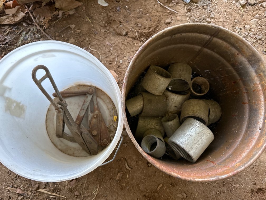 Pails with Gripper Tools, Metal Pieces