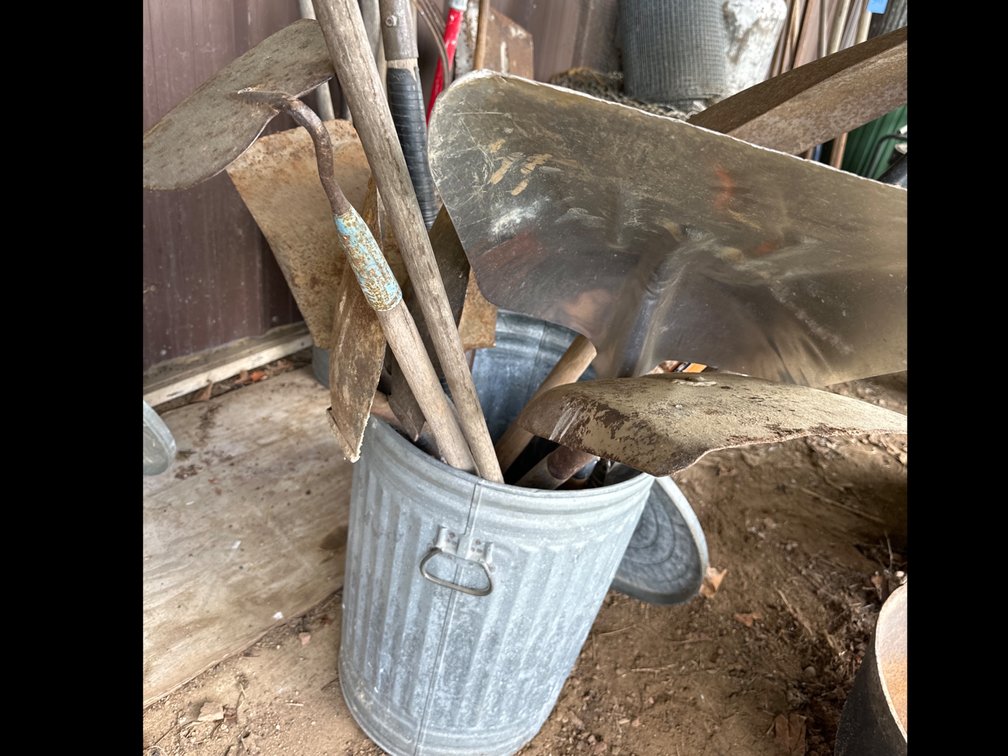 Pail with Shovels, Hoes