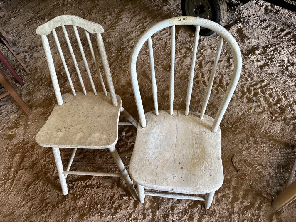 2 Old White Chairs