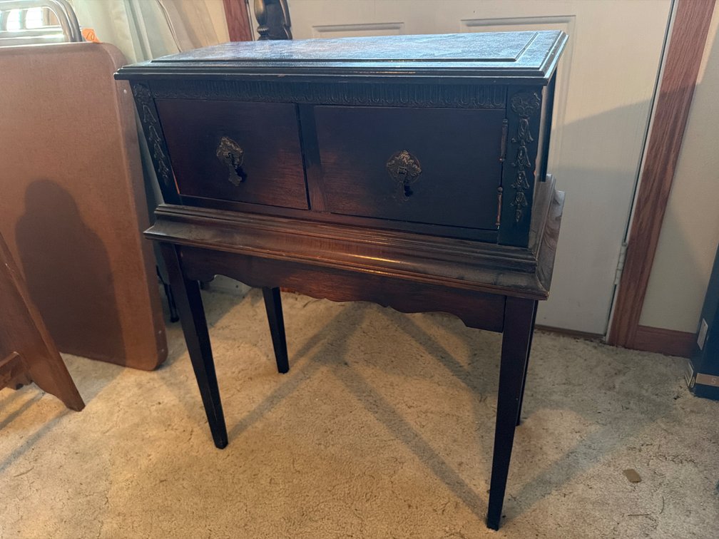 Wood Table-Drawer, Top Opens-No Back-31” X 24.5” X 11”
