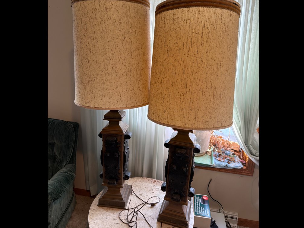 Pair of Heavy Table Lamps-51” Tall, - 1970’s, Composite