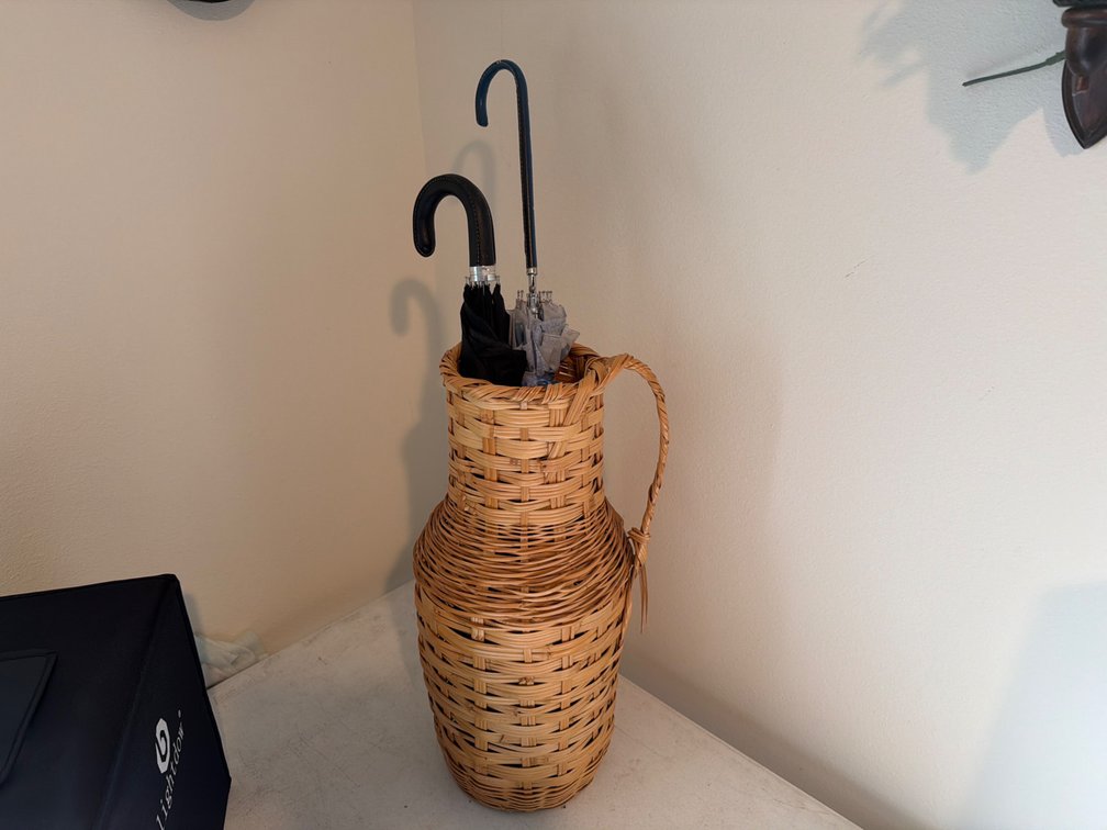 Wicker Floor Vase with Umbrellas