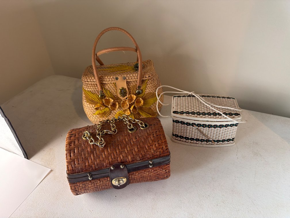 (3) Vintage Wicker Handbags