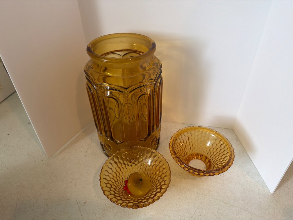 Brown Glass Candle Holders, Jar