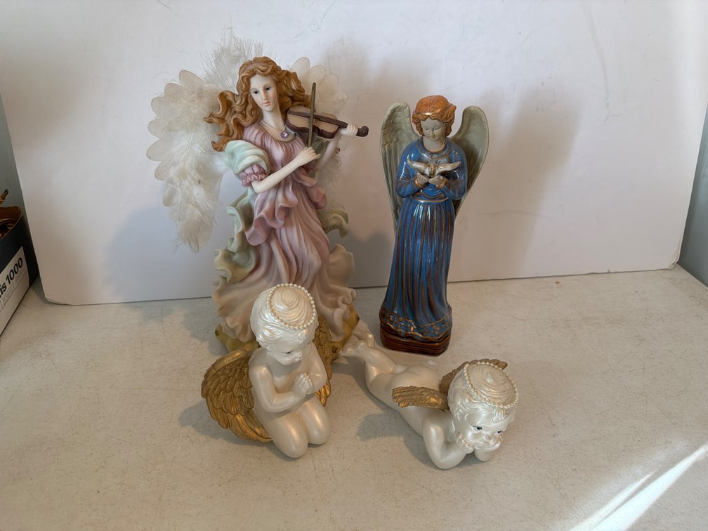 Angel Music Box, Statue, Ceramic Pair