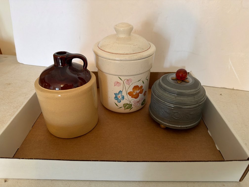 Jug, Cookie Jar, Metal Music, Powder Puff Box