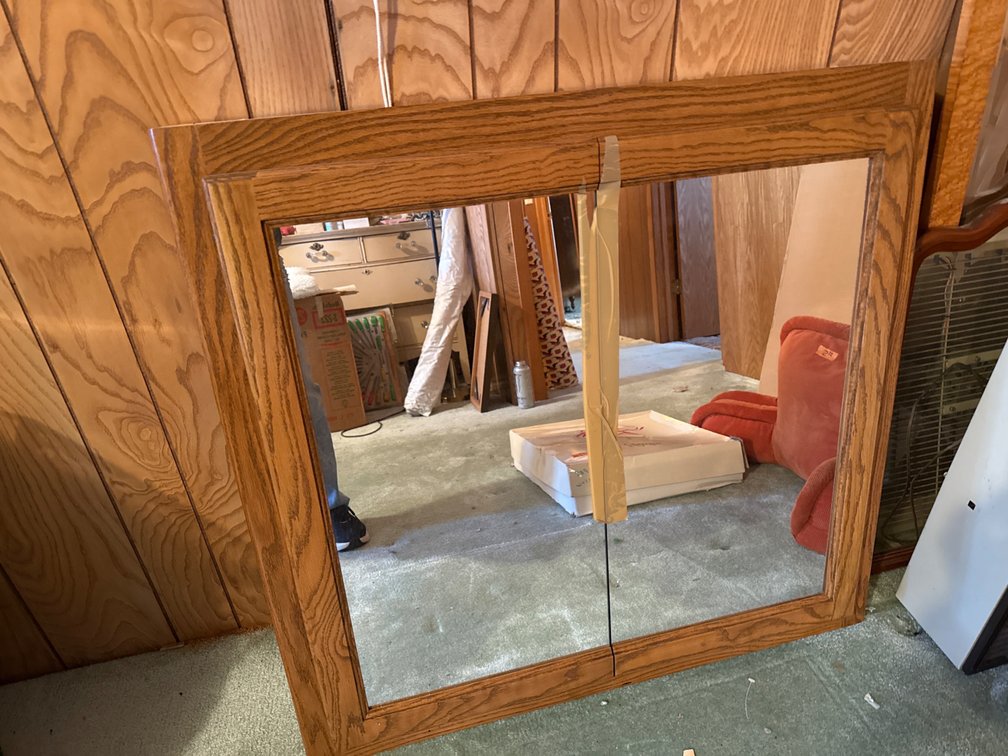 Mirrored Oak Vanity Cabinet 34” x 36” x 5”
