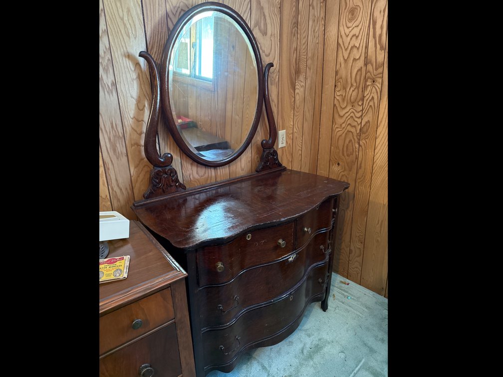 Serpentine Front Dresser on Wheels 69” x 41” x 23”