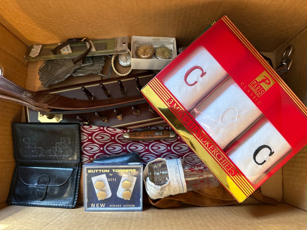 Razor Strop, Handkerchiefs, Pocket Knife, Cuff Links and More