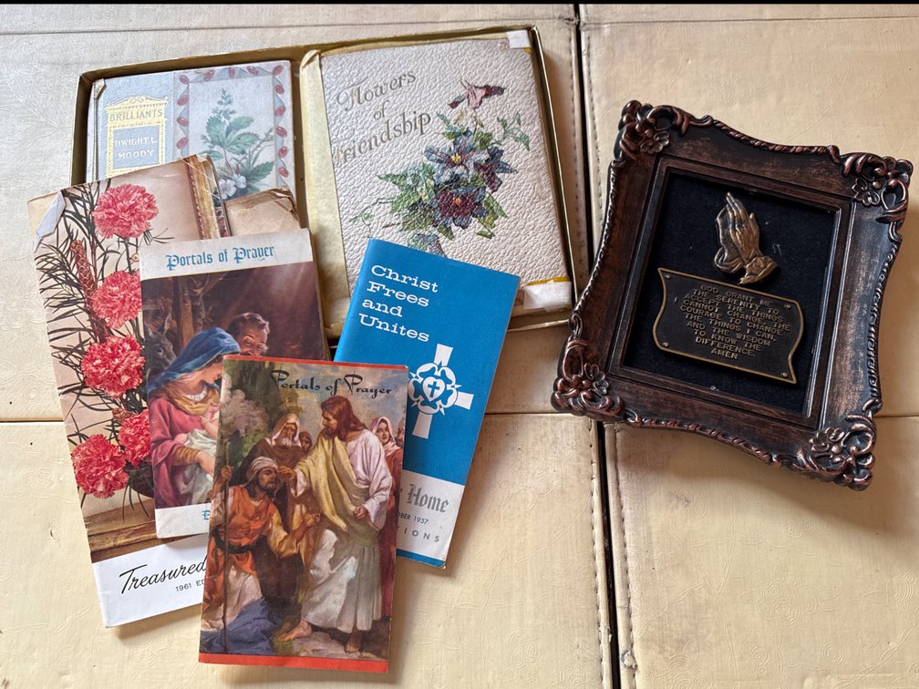 Religious Pamphlets, Plaque, and Books