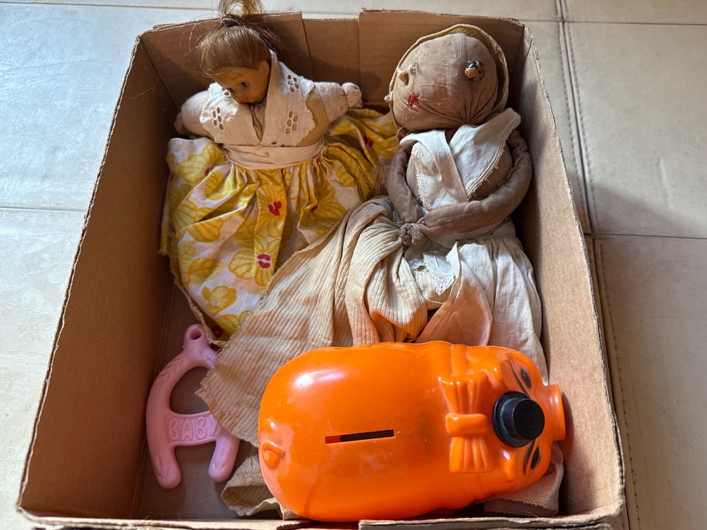 Vintage Dolls, Rattle and Banks