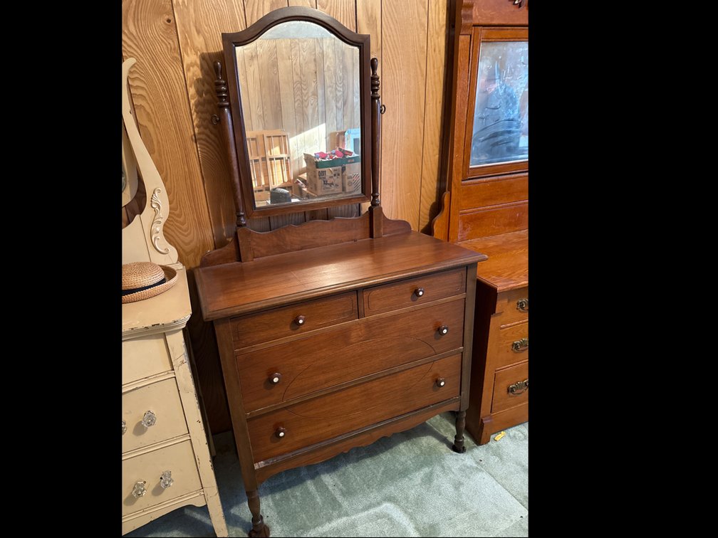 Wood Dresser with Swivel Mirror 68” x 38” x 18”