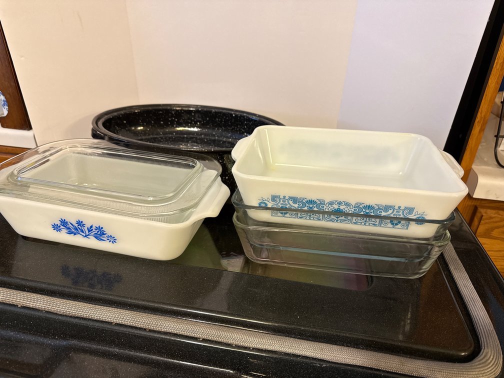 Roasting Pan, Pyrex Casserole Dishes And Fire King Casserole Dishes