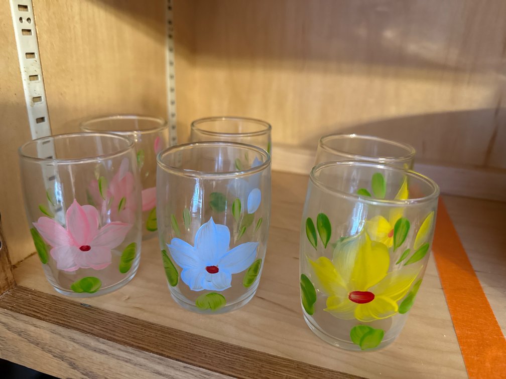6 Hand Painted Juice Glasses