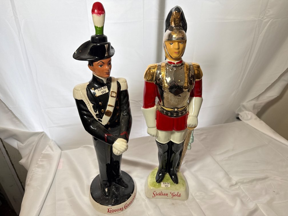 Vintage Soldier Decanters 19” Tall