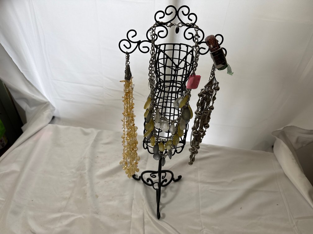 Jewelry Display with Necklaces and Watch