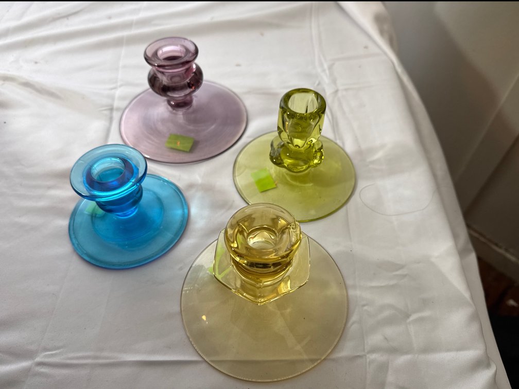 Depression Glass Candlestick Holders