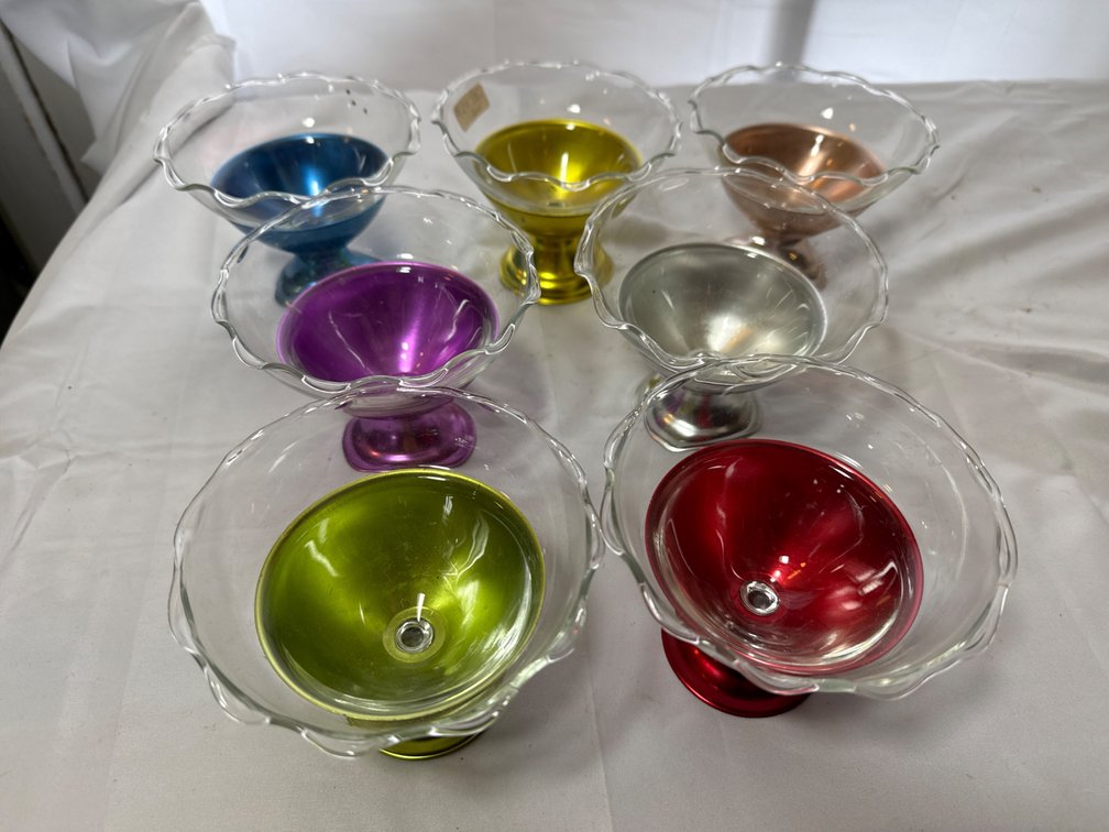 Anodized Aluminum Dessert Cups with Glass Inserts