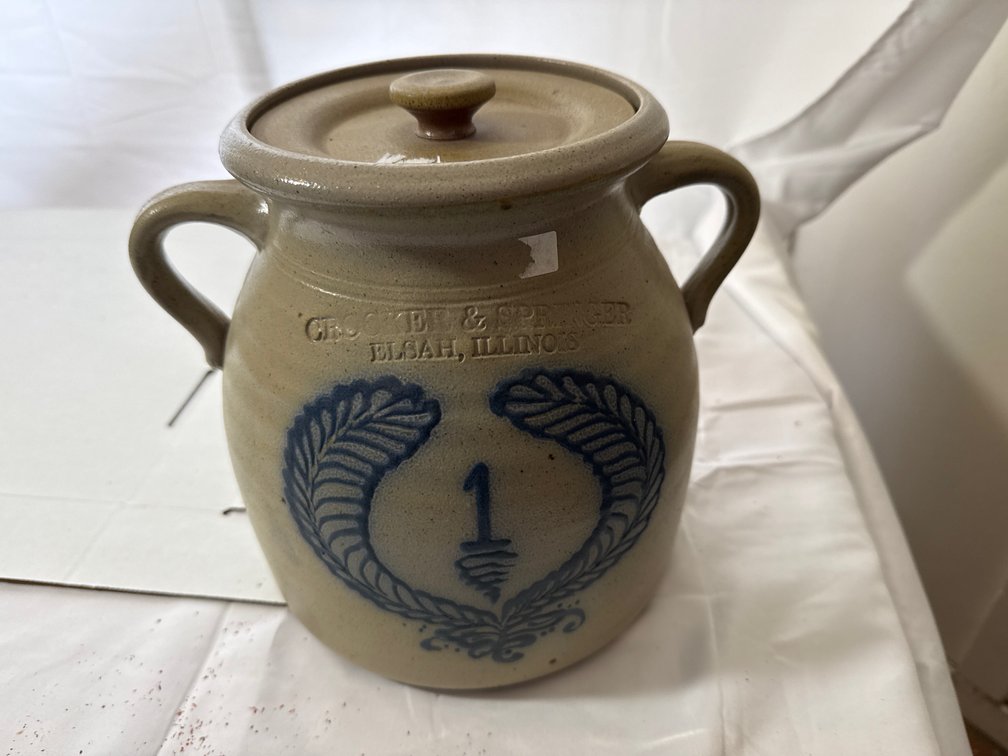 Crocker $ Springer Stoneware Cookie jar