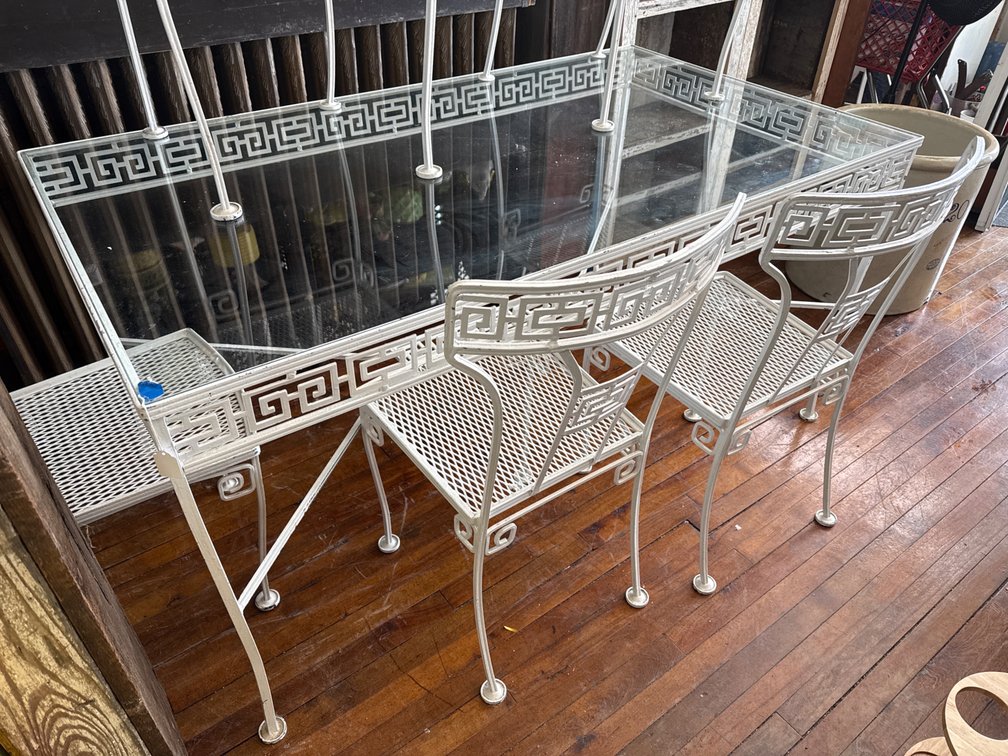 White Wrought Iron Patio Dining Set 60” x 34” x 30”