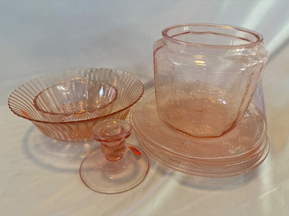 Depression Glass - Plates, Serving Bowl, Candlesticks and More