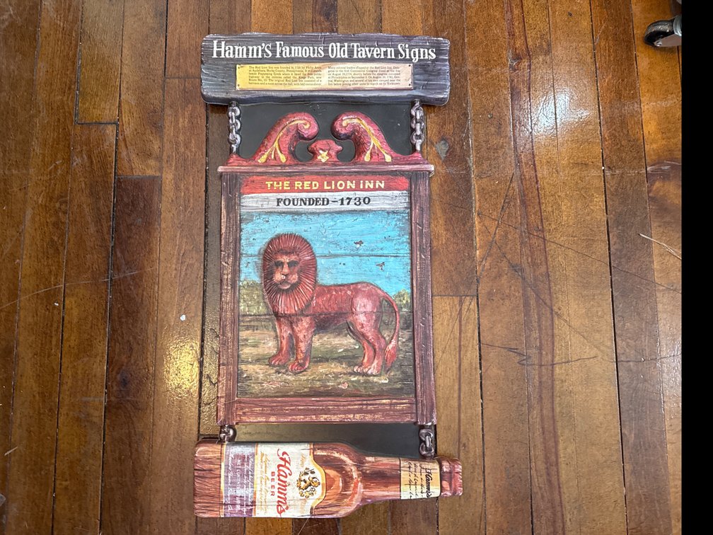 Vintage Hamm’s Plastic Sign 24” x 12”