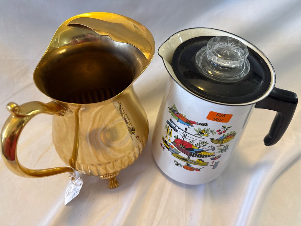Enamelware Carafe & Electroplate Pitcher