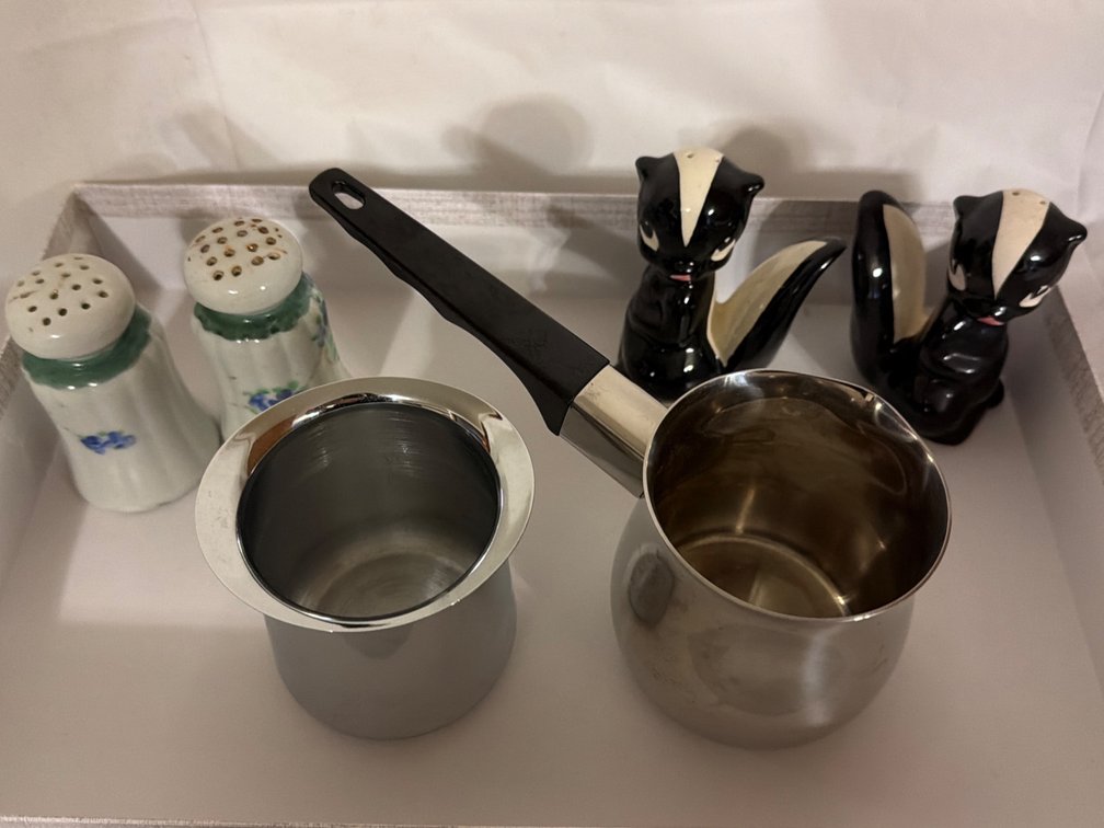 Vintage Salt and Pepper Shakers, Coffee Warmers-Stainless Steel