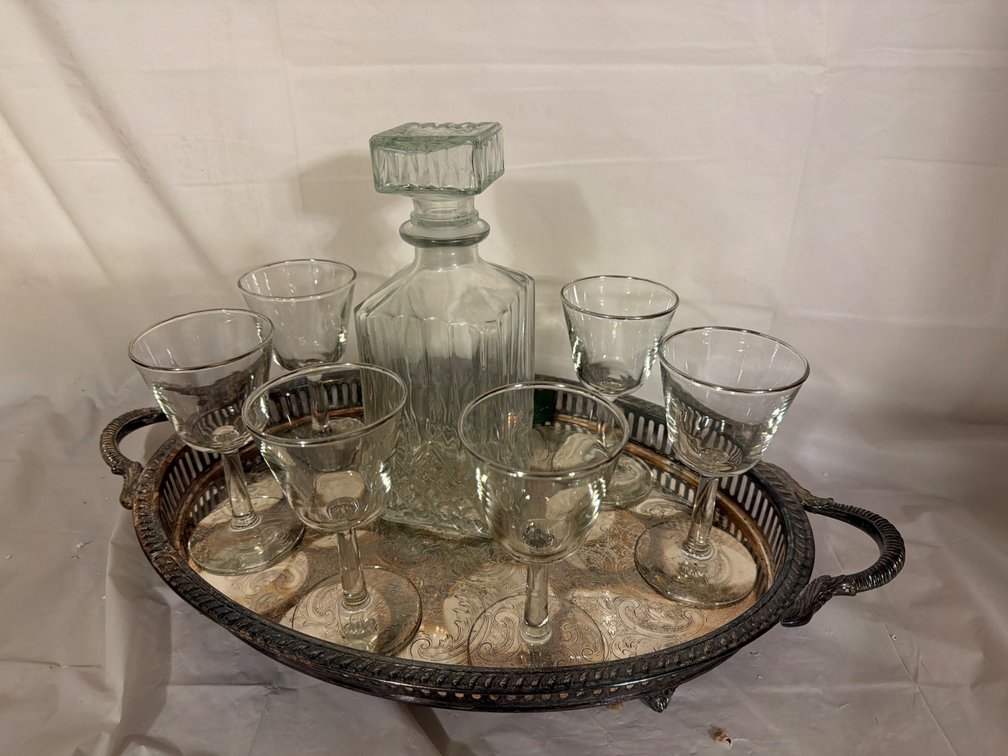 Silver-plated Tray with Beverage Set