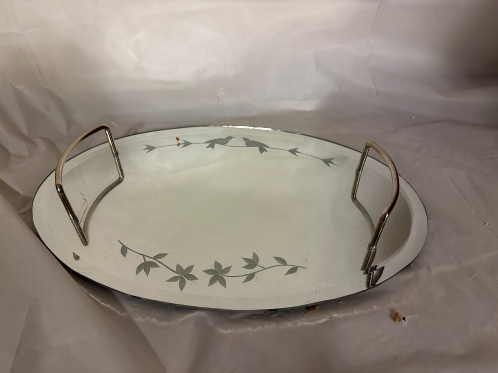 12” Long Glass Vanity Tray with Handles