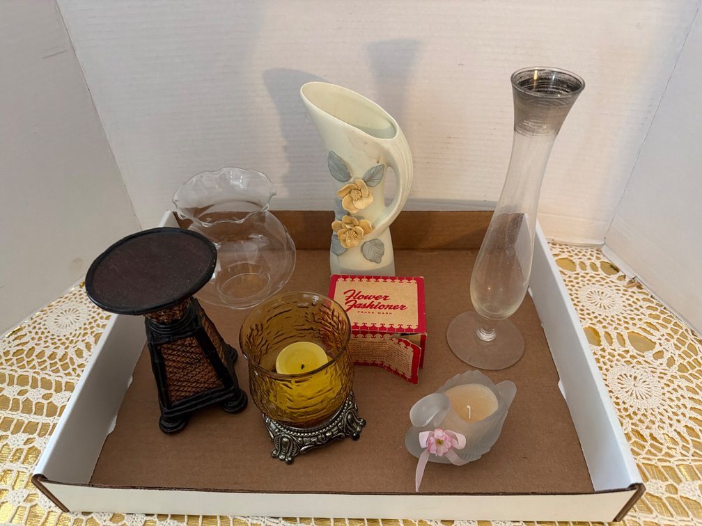 Vases and Candle Holders, Vintage Flower Fastener
