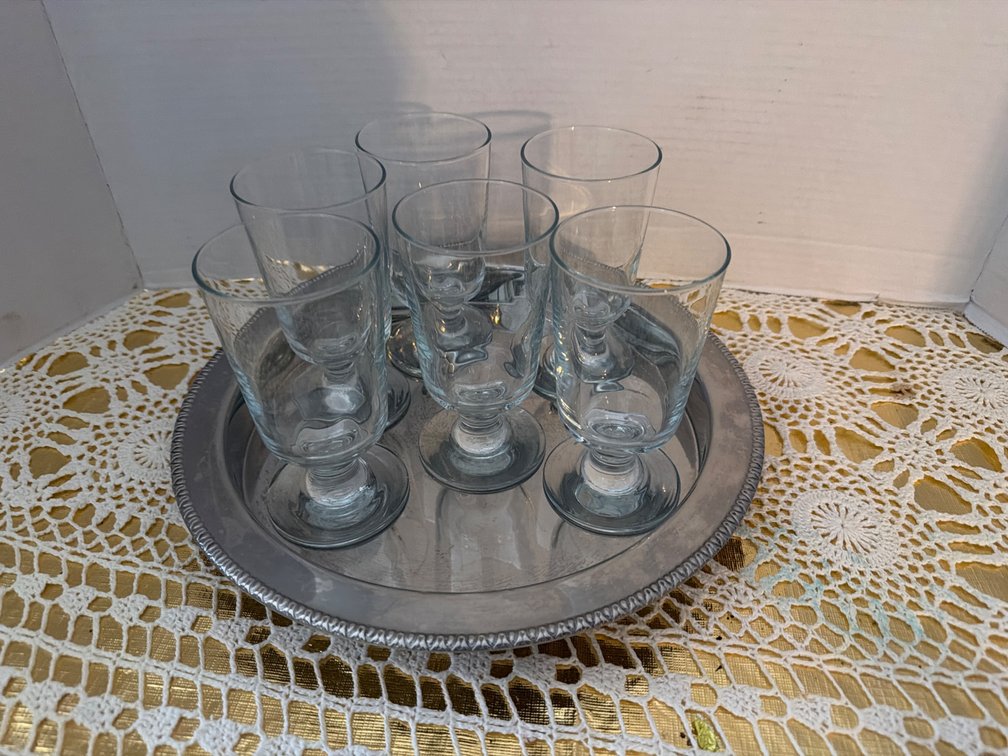 Stemmed Glasses on Stainless Tray