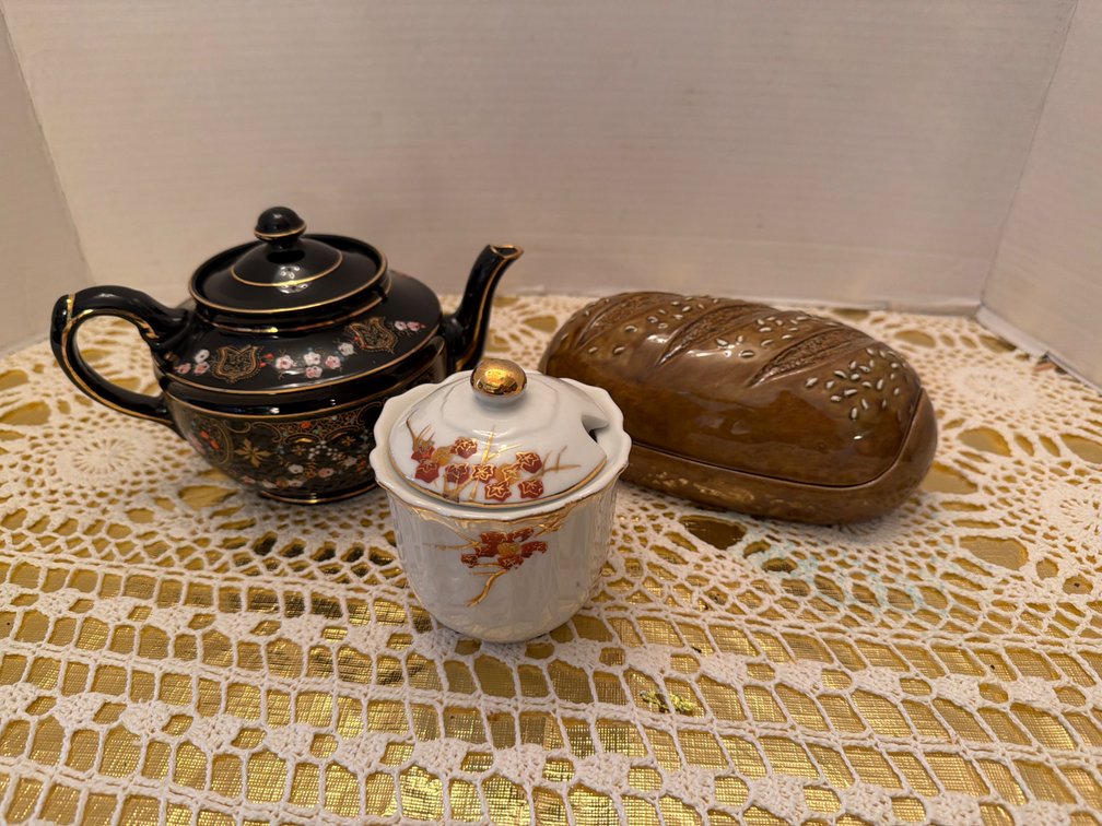 Decorative Tea Pot, Loaf of Bread, Creamer