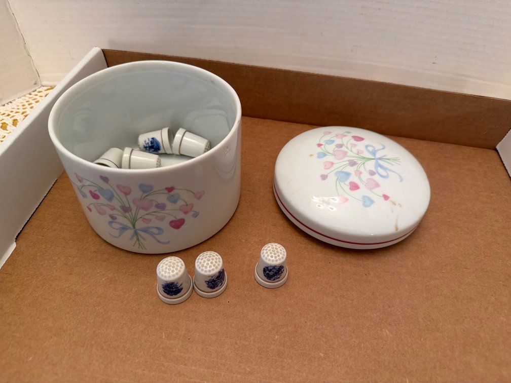 Glass Decorative Jar and Thimbles