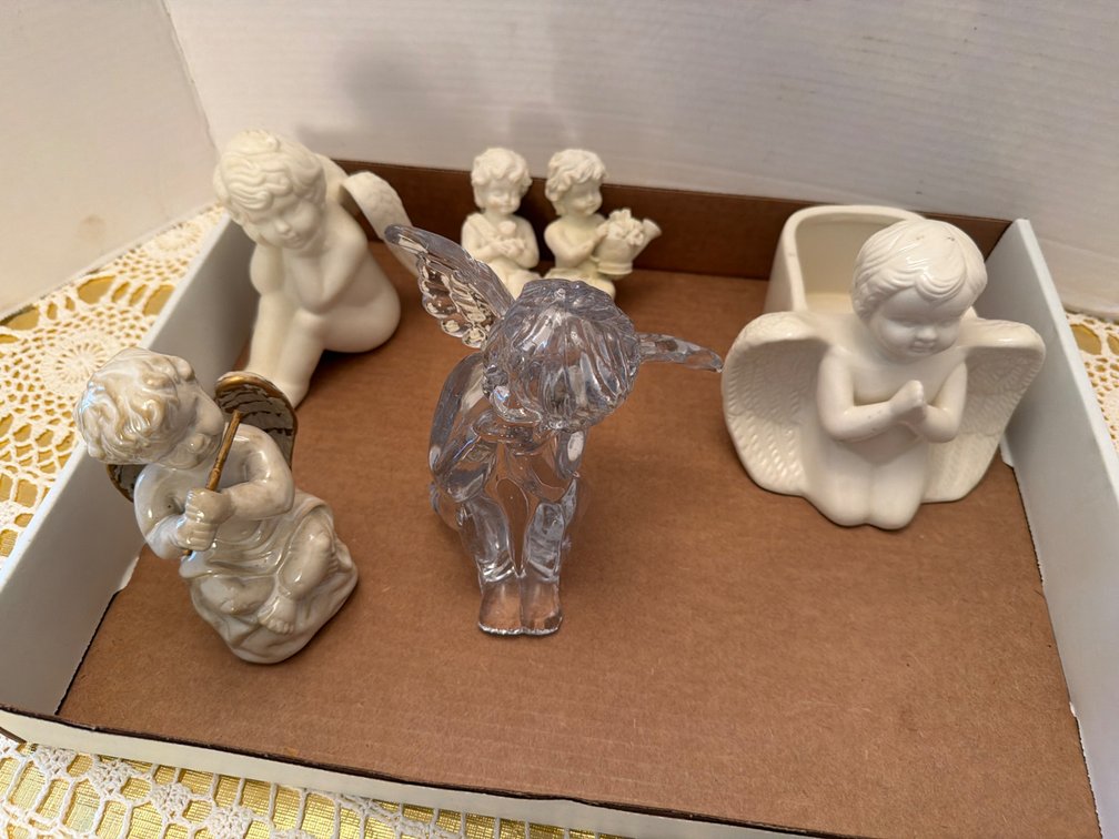 Cherub Planter, Glass Candle Holder, Knickknacks