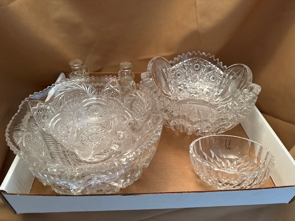 Glass Serving Bowls, Oil & Vinegar Jars