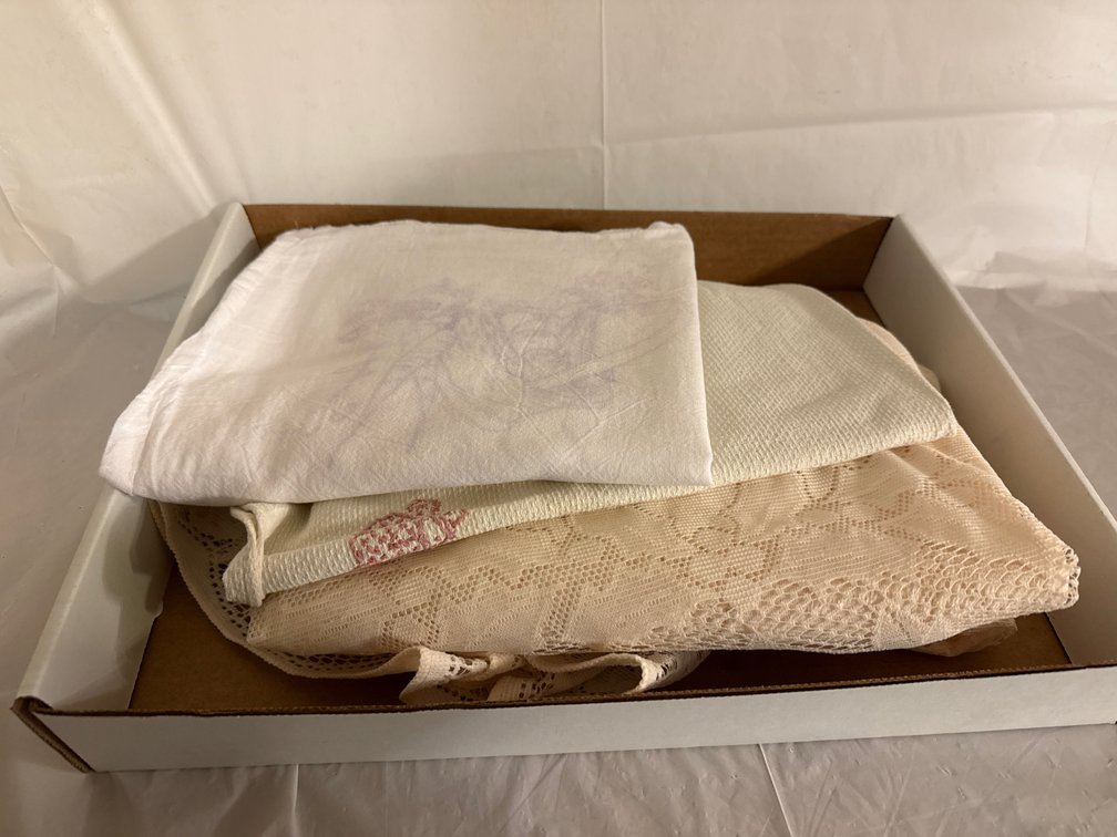 Lace Tablecloth and Dish Towels