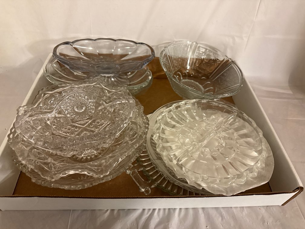 Glass Serving Bowls, Plates, Relish , and More