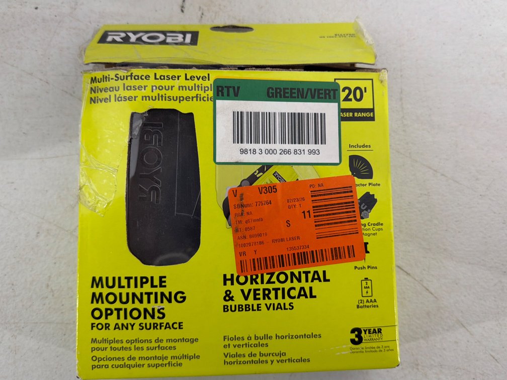 Ryobi Laser Level, New in Box