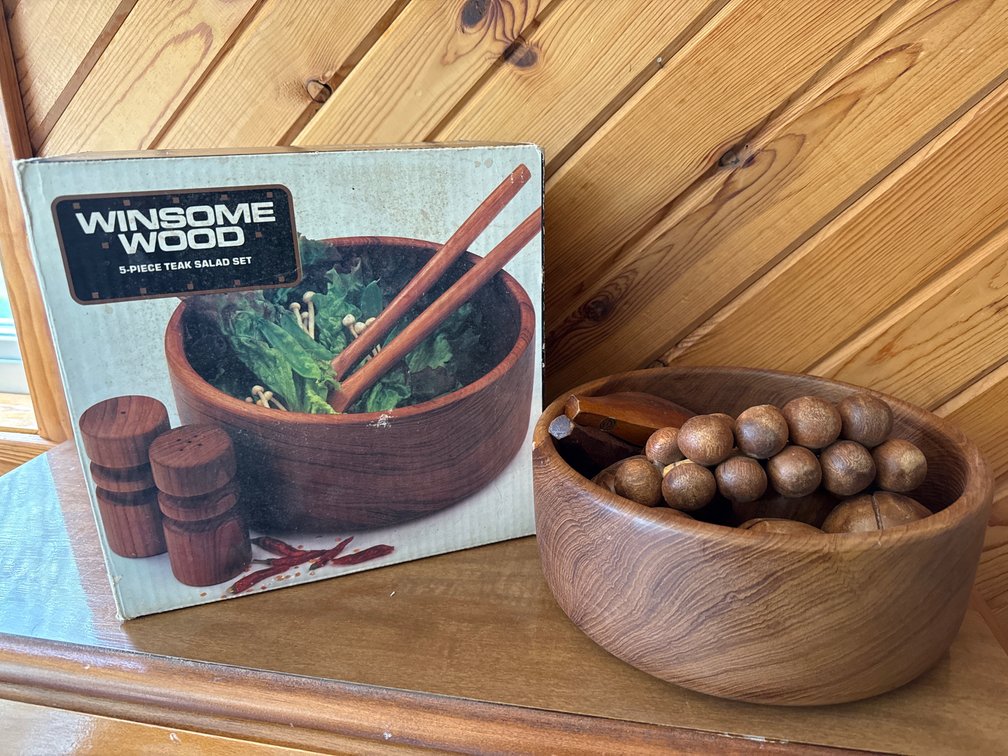 Wooden Bowl with Wooden Fruit