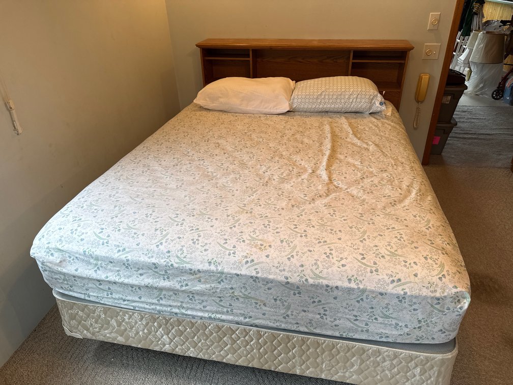 Queen size Bed with Mattresses and Bedding