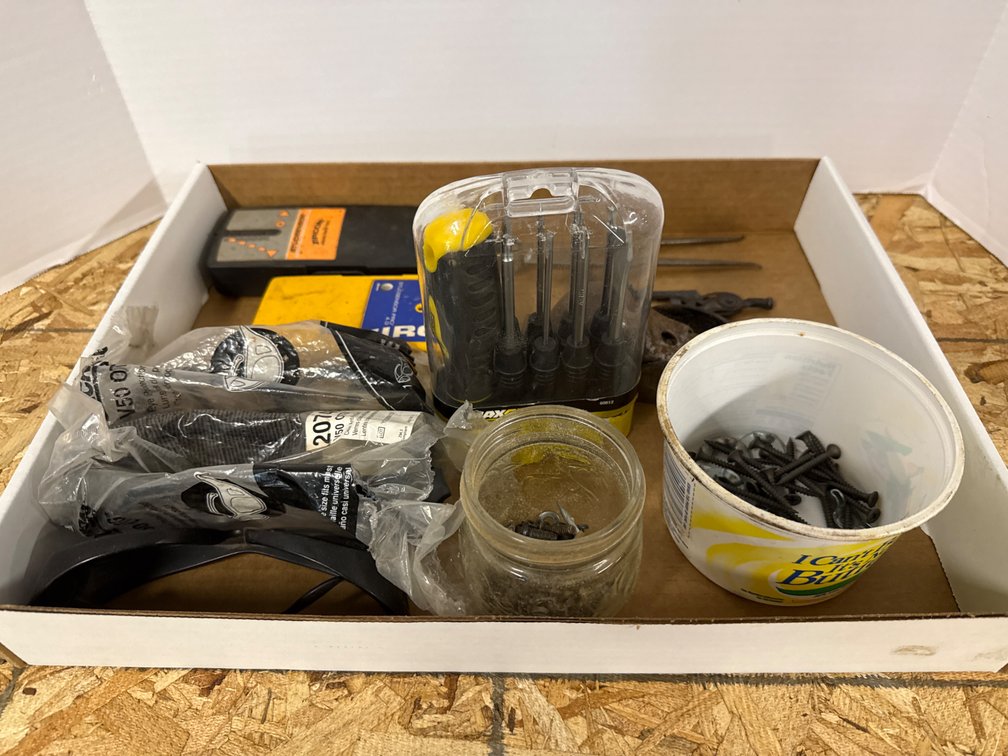 Lathe, Safety Glass, Stud Finders, Calipers, & Screwdriver Set