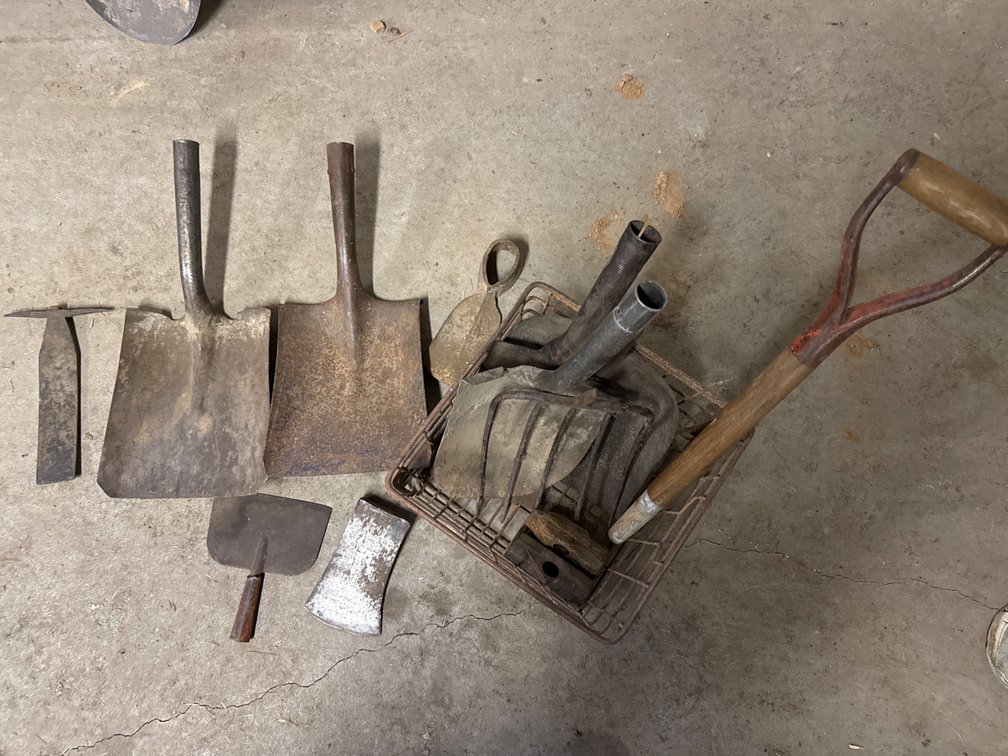 Variety of Shovel, Axe, & Hammer  Heads, More