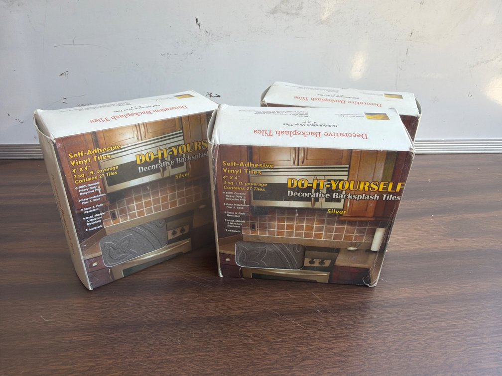 4 Boxes of Back Splash Tile-Silver