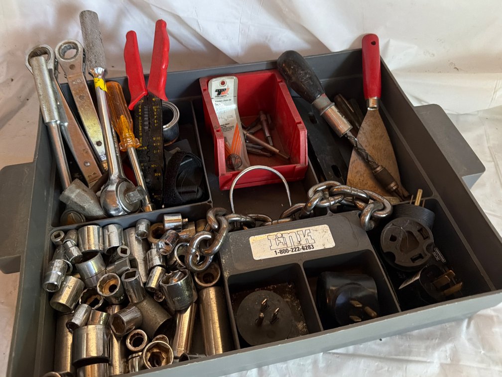 Plastic Tote with Tools
