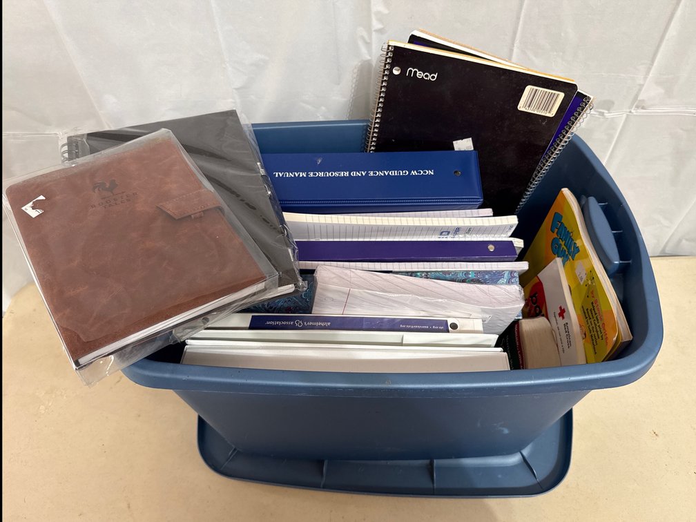 Tote of Journals, Paper and Binders