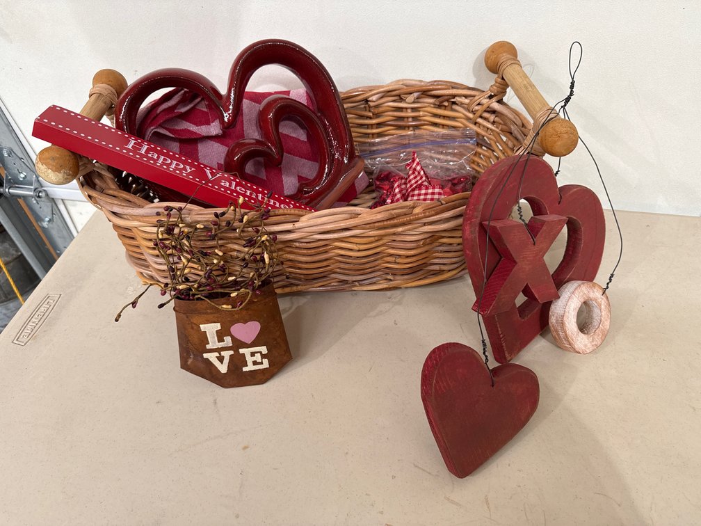 Basket of Valentine Decor