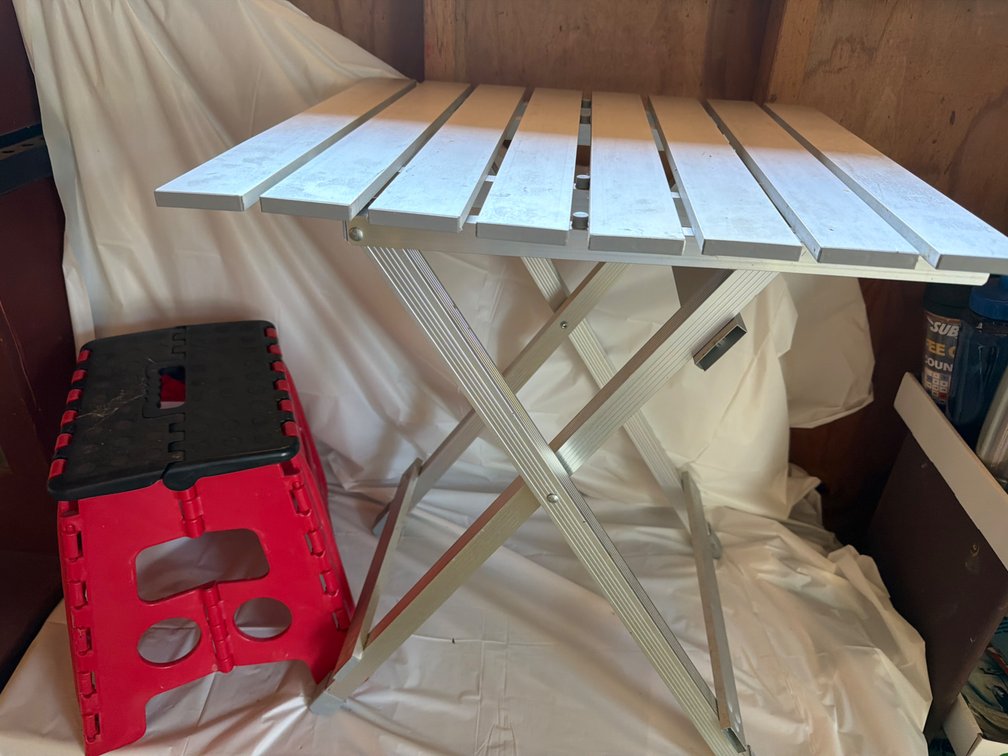 Collapsible Stool and Aluminum Tray