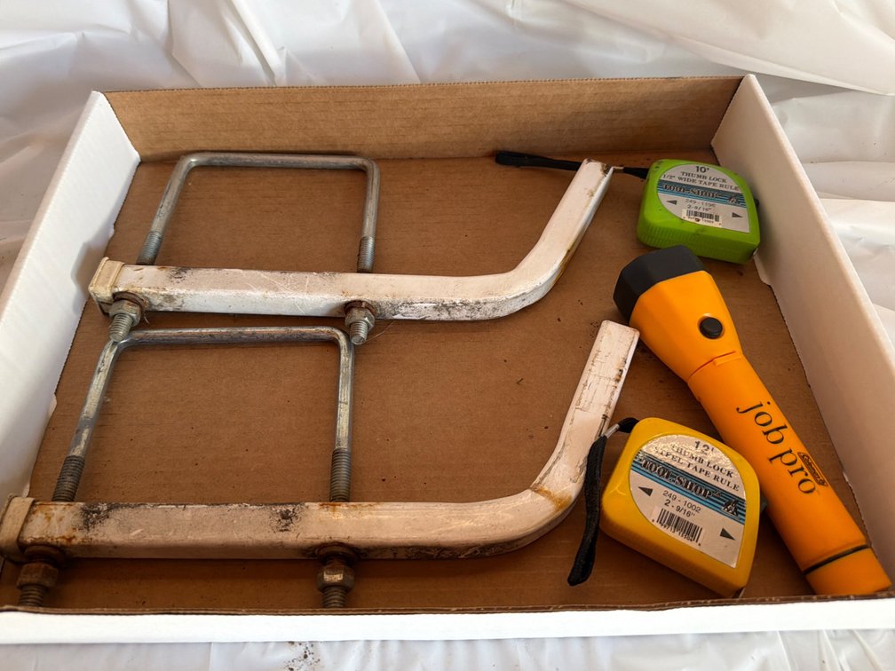 Metal Grab Bars/Brackets, Flash Light, Tape Measures
