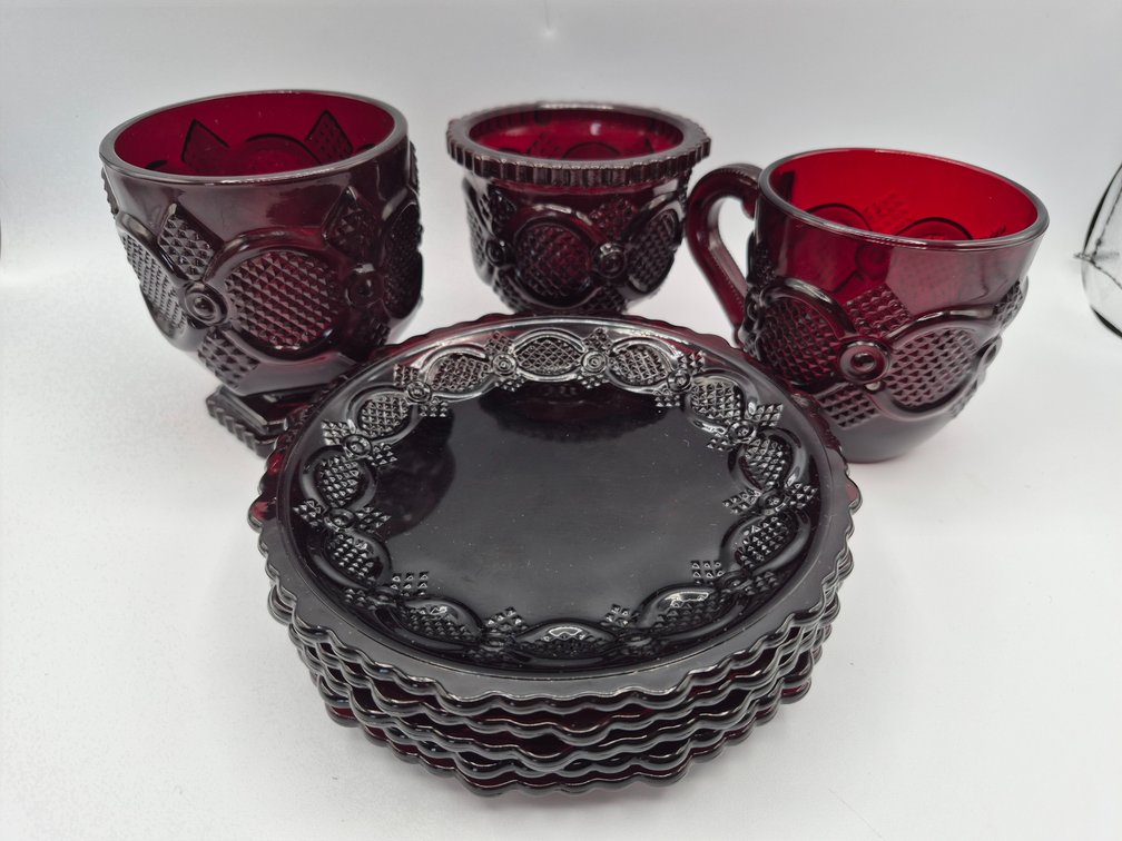 Avon Cape Cod Desert Plates, Sugar Bowl, Tumbler & Cup,